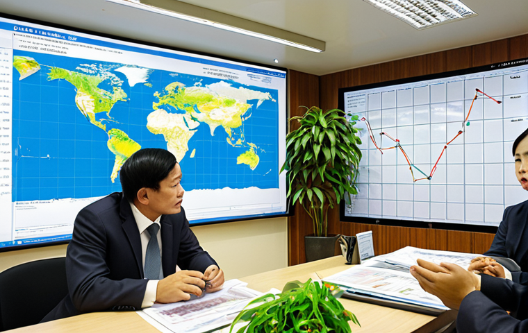 **

"Vietnamese government officials collaborating on sustainable development policies, focusing on environmental protection and renewable energy initiatives. Modern office setting with charts displaying economic growth alongside environmental data. Emphasize collaboration and forward-thinking solutions."

**