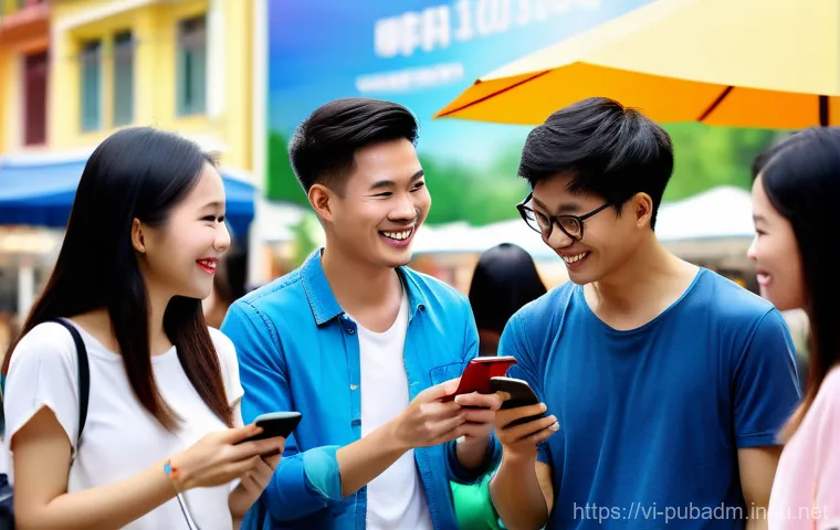 정부의 경제 정책과 효율성 - A vibrant scene in a modern Vietnamese city square, showcasing digital transformation. Young Vietnam...