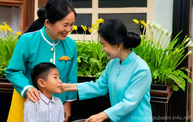 지방자치와 중앙정부 - **Prompt:** A heartwarming scene depicting a Vietnamese local official, dressed in appropriate forma...